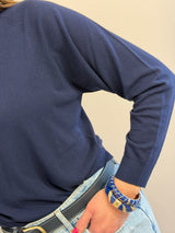 Maglia in viscosa girocollo, raglan Kontatto blu notte