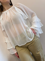 Camicia rouches bianca Kontatto