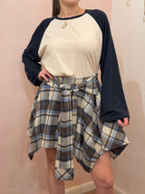 Maglia bicolore con maniche larghe blu/beige
