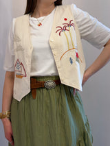 Gilet smanicato ricamato