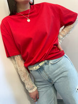 T-shirt cherry manica in pizzo