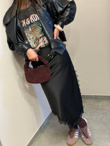 Gonna satin lunga -nera