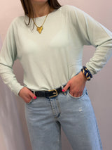 Maglia in viscosa girocollo, raglan Kontatto, color menta