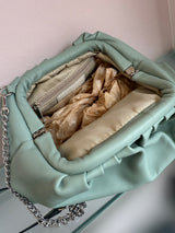 Borsa maxi clutch in pelle salvia