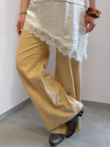Maglia rigata beige + bordi in pizzo Susy mix