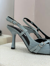 Slingback in Denim con Multi-Cinturini