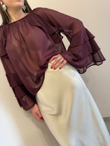 Camicia rouches orchidea Kontatto