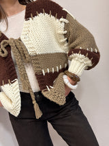 Cardigan intrecciato over nocciola