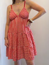 Abito Midi Vichy Rosso