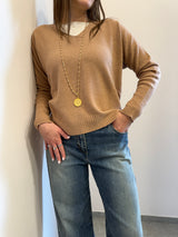 Maglione in viscosa scollo a V Kontatto color biscotto