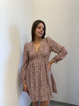 Abito corto fiori bordeaux Kontatto