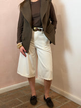 Pantalone corto a gamba larga, Bianco panna - Lumina