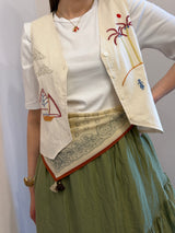 Gilet smanicato ricamato