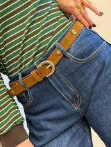 Cintura tabacco con borchie fiori Kontatto