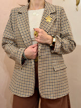 Blazer Pied-de-Poule con Spilla Gioiello