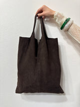 Borsa shopper in suede cioccolato