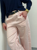 Pantalone Barrell rosa chiaro, in tela di cotone