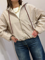 Giubbino Windbreaker Oversize con Cappuccio beige