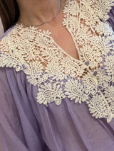 Camicia in mussola lilla , ricamata - You Decide