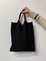 Borsa shopper in suede nera