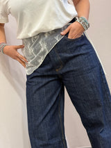Denim Blue scuro con bandana in pizzo Tensione in