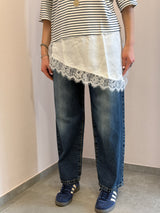 Maglia rigata blu+ bordi in pizzo Susy Mix