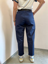 Pantalone in tela di cotone blu