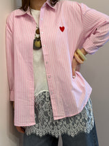 Camicia love rosa pastello
