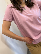 T-shirt rosa con risvolto manica Kontatto