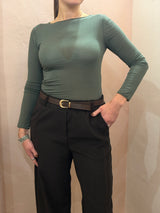 Maglia a Maniche Lunghe in Misto Cashmere verde salvia