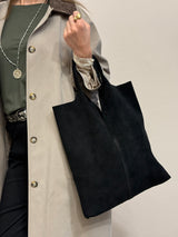 Borsa shopper in suede nera