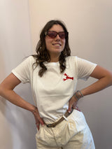 T-shirt con ricamo aragosta