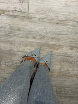 Slingback in Denim con Multi-Cinturini