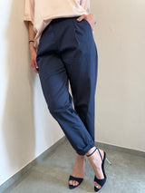 Pantalone in tela di cotone blu