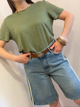 T-shirt oliva in lino- Art Love