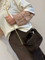 Borsa luna in suede moka