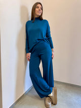 Pantalone a palazzo in viscosa color pavone Kontatto