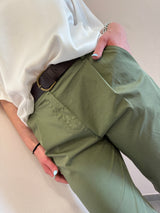 Pantalone in tela di cotone Oliva