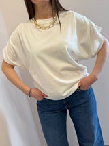 T-shirt maniche a pieghe bianca Kontatto
