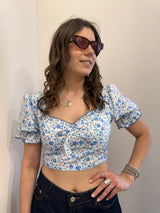 Top azzurro Flower Glamorous