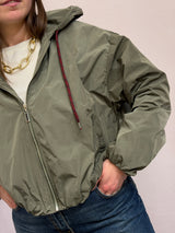 Giubbino Windbreaker Oversize con Cappuccio oliva
