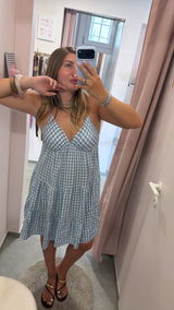 Abito Midi Vichy Azzurro