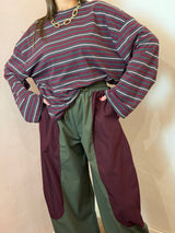 Maglia a righe oversize – Bordeaux e Grigio - Lumina