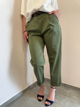 Pantalone in tela di cotone Oliva