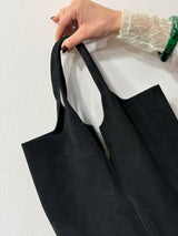 Borsa shopper in suede nera