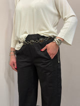 Pantalone Barrell fit in tela di cotone , nero