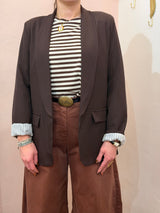 Blazer Marrone con Spalle Strutturate