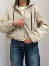 Giubbino Windbreaker Oversize con Cappuccio beige