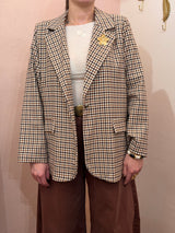 Blazer Pied-de-Poule con Spilla Gioiello