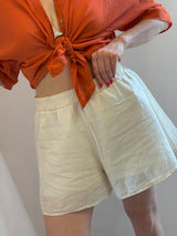 Shorts in mussola , color burro - Tensione in